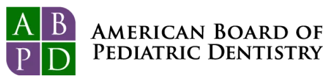Block letters "ABPD" in green, blue, and purple with the full name "American Board of Pediatric Dentistry" to the right in dark blue serif font.